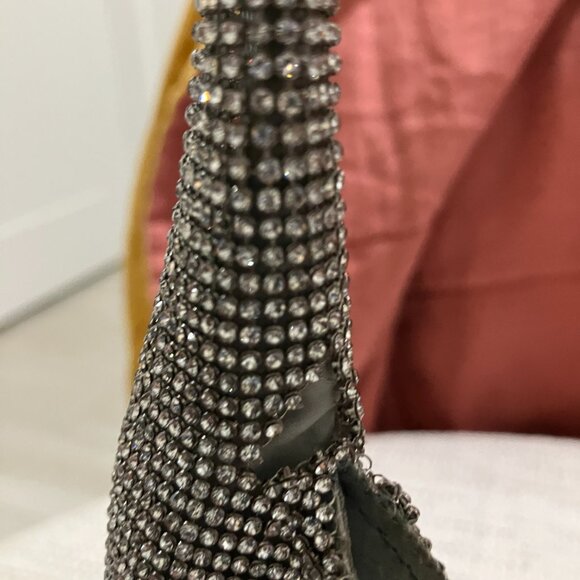 KARA Mini Crystal Mesh Armpit Bag in White (small rip in mesh) + Dust Bag - Picture 9 of 11